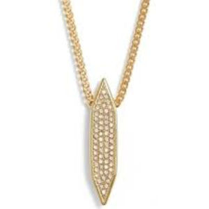 VINCE CAMUTO Gold Tone Geometric Pavé Pendant Necklace